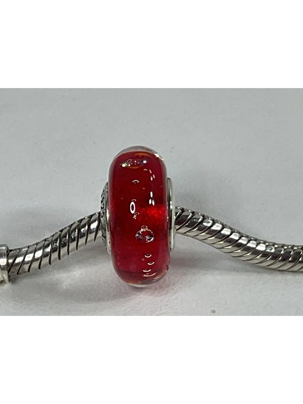 Pandora Red Murano Effervescence Charm Retired.